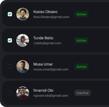 The member list in the Stryde back office